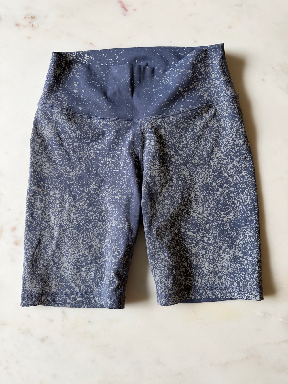 Zyia Active High Waist Biker Shorts Gray Speckled Splatter Print Size Small